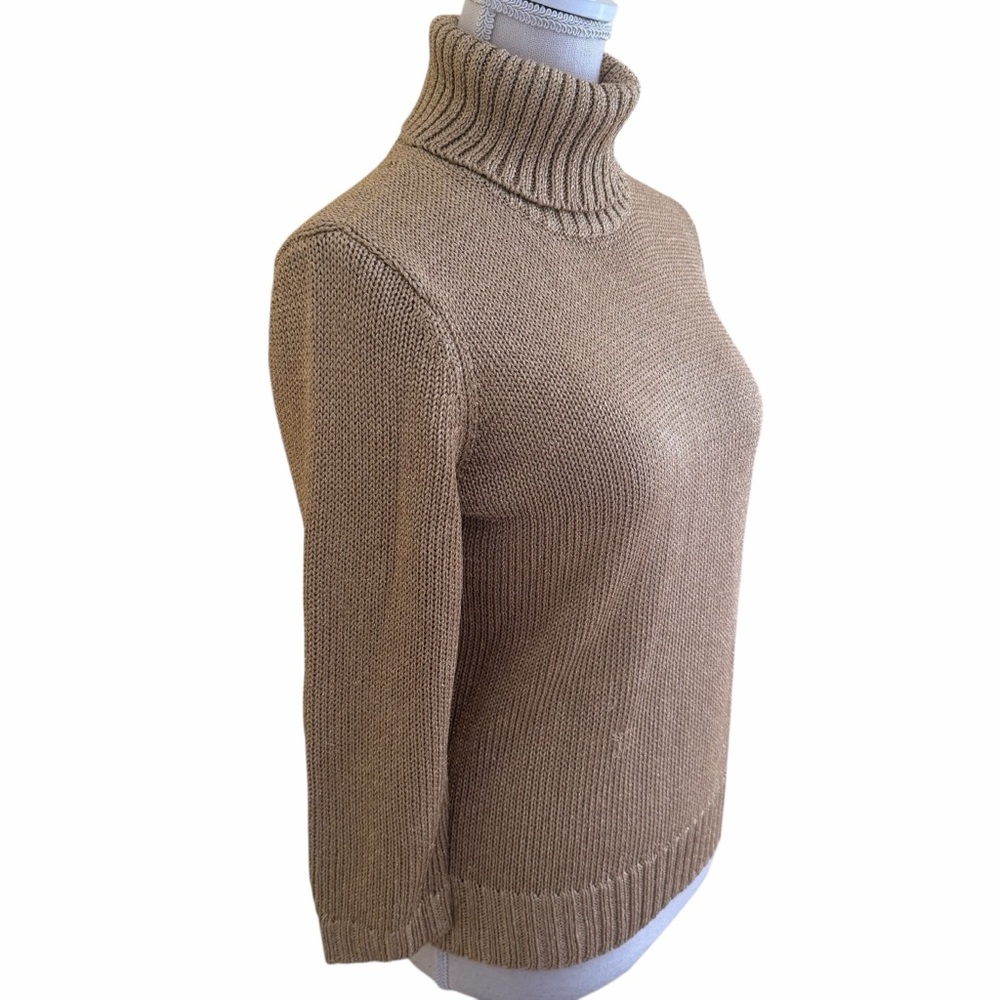 Lauren Ralph Lauren Metallic Gold Turtleneck Sweater MP - Picture 4 of 7